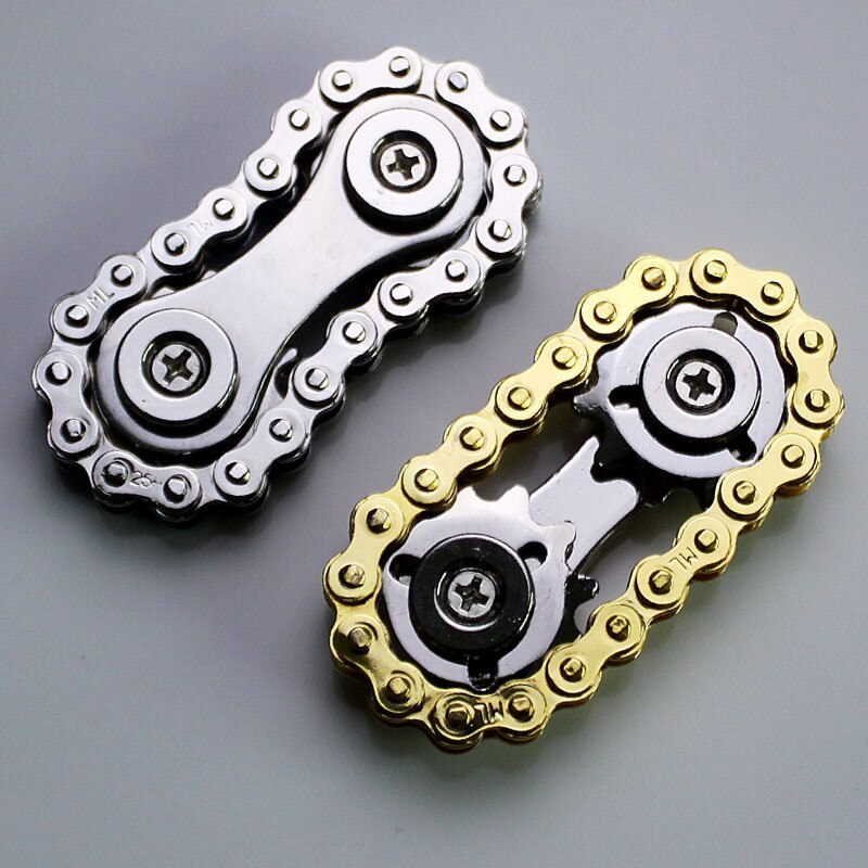 Bike chain metal fidget toys. All silver, and Gold and silver 